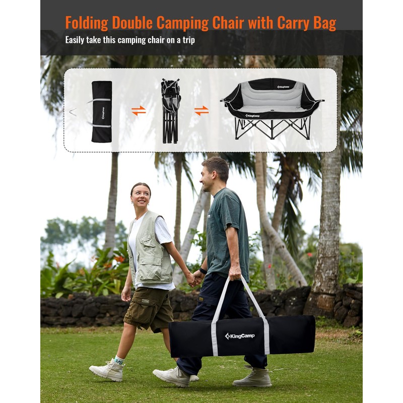 KingCamp Oversized Double Camping Chair, Heavy Duty 880lbs with Padded