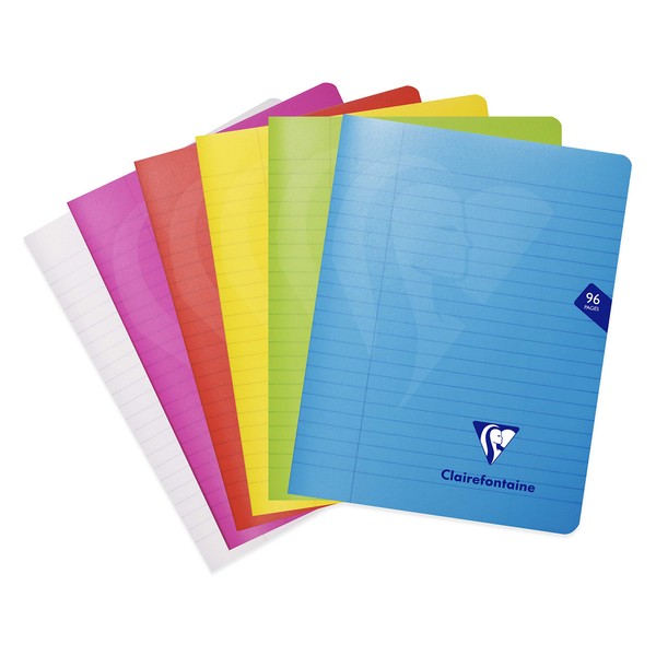 Clairefontaine Mimesys 303745C Stapled Notebook - 17 x 22 cm - 96 Lined Pages with Margin White Paper - Polypropylene Cover - Random Colour