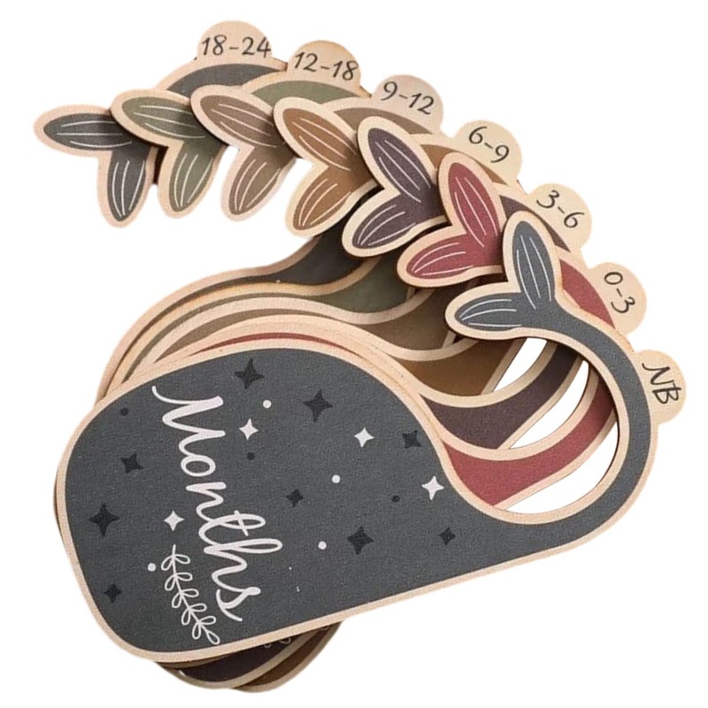 DOITOOL 14pcs Wooden Closet Dividers Whale-shaped Nursery Organizer for Clothes