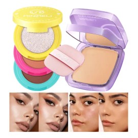 Minimeli 2pcs Kit Paleta 3en1 Rubor Iluminador Y Base Matte