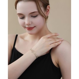 Rajputana Initial Bracelets for Women, 14K Gold-Plated Letter Bracelets from A-Z with Diamonds, Thick Chain Bracelet for Women, Trendy Jewellery Gifts, Brass