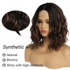 simkaylee Brown Highlight Wigs for Women 14 Inch Short Shoulder