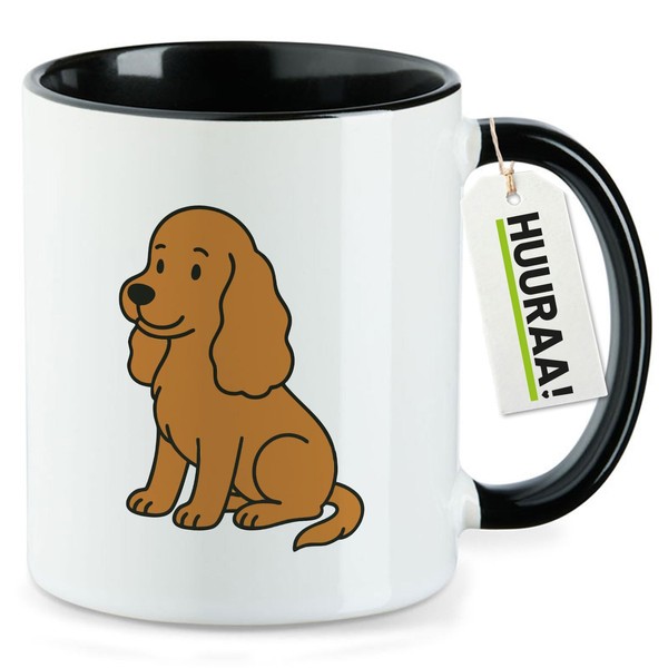 Huuraa Kaffeetasse Cocker Spaniel Comic Cockie Geschenk 330ml Schwarz Cocker