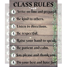 Farmhouse Class Rules Poster- Laminated, Size 14x19.5 in.- Back To School Classroom Decorations, Educational Chart, Teacher Supplies for Preschool, Kindergarten, Elementary, and High School
