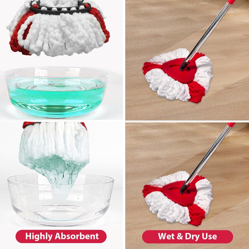 6 Pack Mop Replacement Heads Compatible with Vileda and O-Cedar