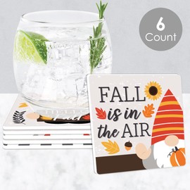 Big Dot of Happiness Fall Gnomes - Funny Autumn Harvest Party Decorations - Drink Coasters - Set of 6