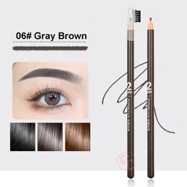6pcs 2mm Thin Small Tip Eyebrow Pencils with Brush Long Lasting Peel Off Slim Eye Brow Pencils Brow Cosmetics Professional Makeup Brow Ultra-fine Eyebrow Pencil (Gray Brown)