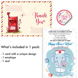 BlinkWishes Nurses Day Card for Nurse Mom from Daughter/Son, 5x7 Heartfelt Thank You Card for Nurse Mom, Blank Inside, Healthcare Hero Appreciation, With Envelope and Seal