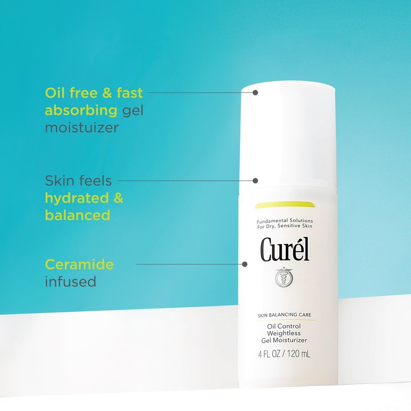 Curel Oil Control Weightless Gel Moisturizer for Dry, Sensitive Skin,