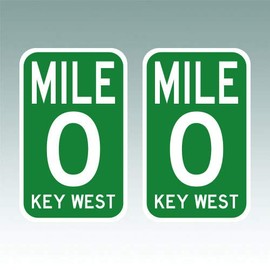 RDW Pair of Mile Marker 0 Stickers - Decal - Die Cut - Sticker Key west Zero US1 HWY 1 Highway