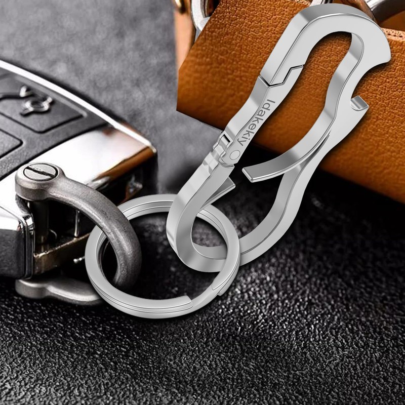 Idakekiy Dual Carabiner Keychain Mutil Tool with Key Chain Bottle