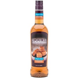 Upouria Sugar-Free Caramel Coffee Syrup Flavoring, 100% Vegan, Gluten-Free, Kosher, Keto, 750 mL Bottle (Pack of 2) with Coffee Syrup Pump
