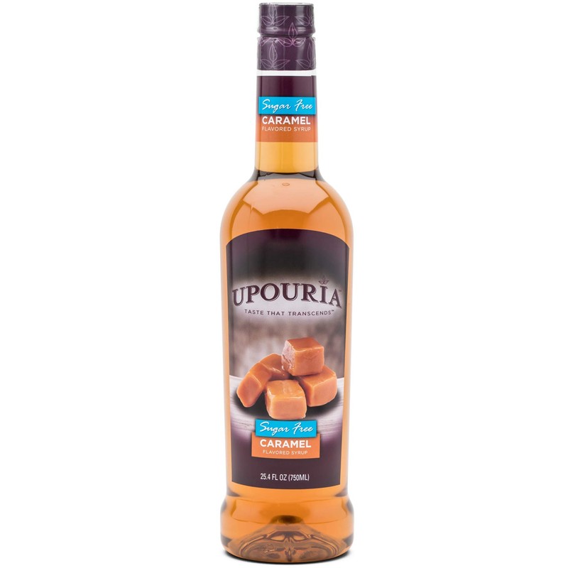 Upouria Sugar-Free Caramel Coffee Syrup Flavoring, 100% Vegan, Gluten-Free, Kosher,