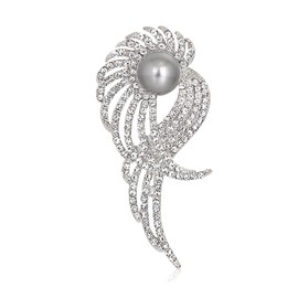FAIRYGATE Silver Brooches for Women UK Lapel Pin Crystal Angel Wings Pins Rhinestone Alloy Corsage Wing Brooch Pearl Clothing Accessories Suit Coat Breastpin Stylish and Popular for Women Men B2128
