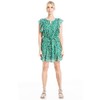Max Studio Women's Ruffle Sleeve Short Dress, Green Leafy Pop