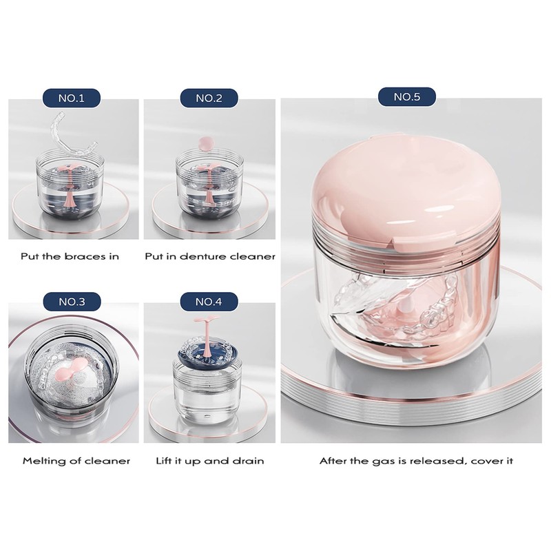 MURRI&MURRDI Retainer Mouth Guard Soak Container Box, Denture Bath Case