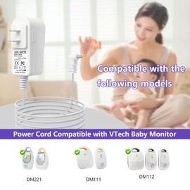 for VTech Baby Monitor 6V Charger Compatible with DM221 DM221-2 DM223 DM251 (Parent & Baby Units) DM111 DM112 DM222 DM271 (Parent Unit ONLY) Safe & Sound Audio Monitor Power Adapter Cord