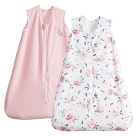 PHF Soft Micro-Fleece Baby Sleep Sack, 12-18 Months Warm Baby Wearable Blanket, 2-Way Zipper Sleeping Bags, 2 Pack Comfy Toddler Sleeping Sack for Baby Girls, Large Size, Floral