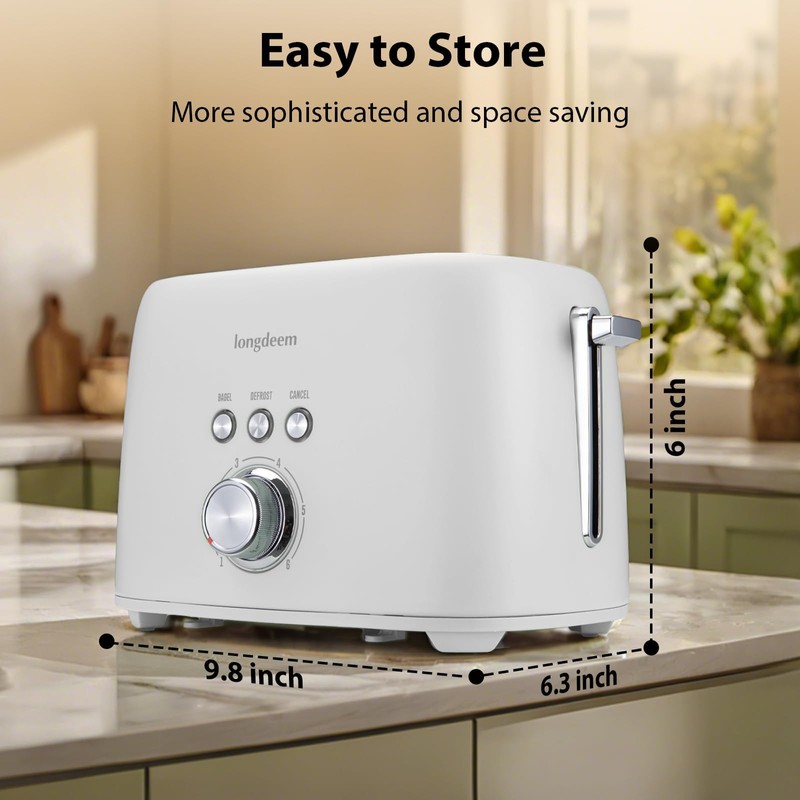 2 Slice Toaster - 1.5" Extra Wide Slots, Stainless Steel,