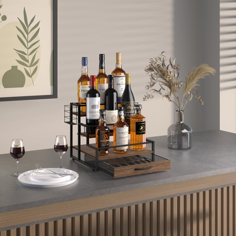 Coffee Syrup Organizer Rack, 4-Tier Syrup Bottle Holder Stand with