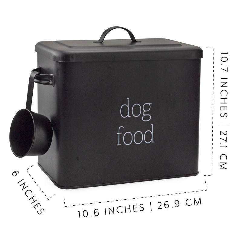 AuldHome Design Retro Dog Food Canister (Black); Modern Farmhouse Style