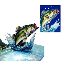 ETApopupcard 3D Fishing Pop Up Card, Big Fish Birthday Pop-up Card for Fishing Lover Grandpa Father Dad Husband Friend Colleague Retirement Father Day, H41