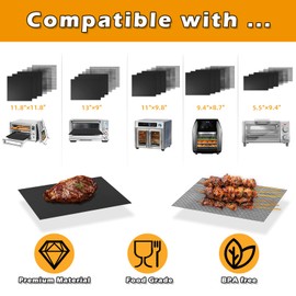 Air Fryer Liners Reusable Compatible with BLACK+DECKER 4-Slice Crisp 'N Bake Air Fry Toaster Oven, Liners for Bottom of Oven Non-Stick Mats Baking Cooking, Air Fryer Accessories, w/3x Liners + 3x Mesh