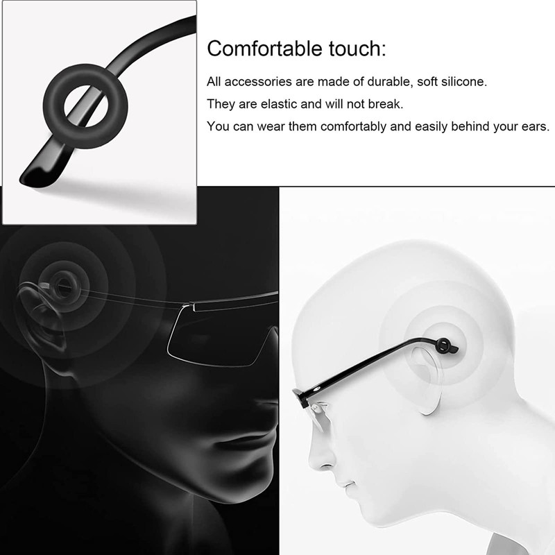 Rethan Retenedores de Gafas, Antideslizantes, 14 Pares, Negro, Blanco y