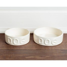 Park Life Dog Bowls I Cute Dog Bowl for Small Medium and Large Size Dogs I Puppy Bowls | Ceramic Dog Dishes Food Bowls I Pet Ceramic Dog Bowl For Medium Sized Dog - Classic White (Medium - 6.25" | Dog Embossed)