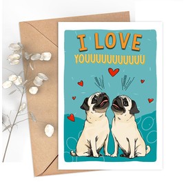 Pug Dog Card, Pug Anniversary Card Funny, Dog Anniversary Card, For Husband, For Wife, Girlfriend, Boyfriend, Card For Dog Owners, Pug Dog Lover Gifts, I Love Youuuu