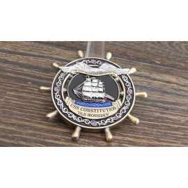 USS Constitution Old Ironsides Navy Chief CPO Ship Wheel USN Challenge Coin