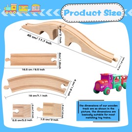 7 Pack Wooden Train Track Expansion Wood Train Bridge Pieces Wooden Tracks Accessories Compatible with Railroad Railway Train Track Connectors Set