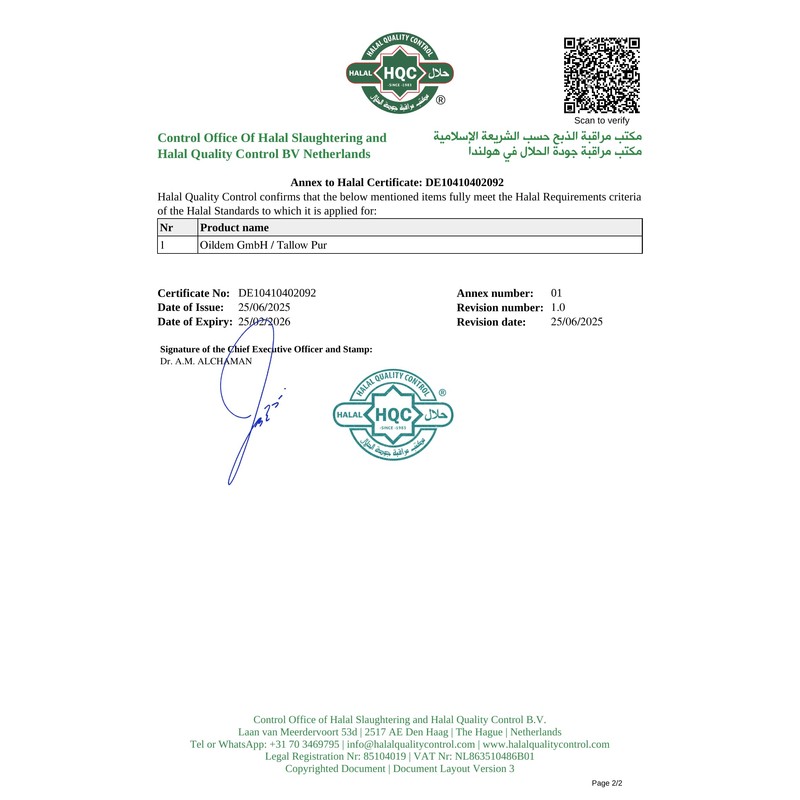 Oildem Beef Tallow Creme, Rindertalg Skincare - Halal - 100ml