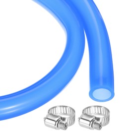 MECCANIXITY 3.3ft Silicone Rubber Tubing 5/8" ID 7/8" OD Plastic Tube Flexible Air Hose for Brewing, Wine Making, Pump Siphon, 15.9mm x 22.2mm, with 2pcs Clamps, Blue