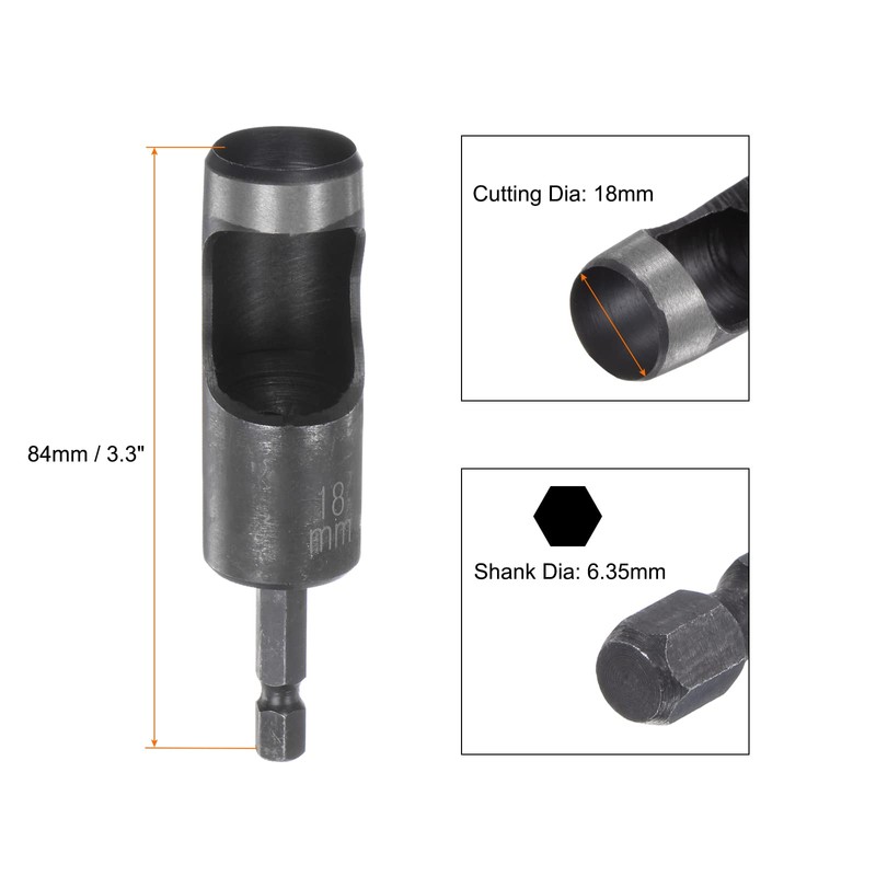 sourcing map Leather Hollow Punch Hex Shank for Drills, 18mm