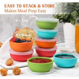 Webake 3" Silicone Pinch Bowls for Cooking Prep, 2oz Small Dipping Bowls Sauce Condiment Containers with Lids, BPA Free Set of 8