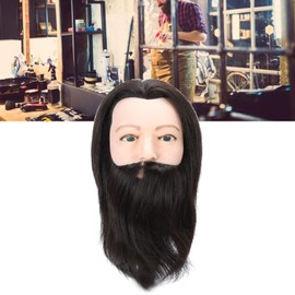 Man Mannequin Head, Salon Male Mannequin Head Human Hair Practice Hairdressing Training Head with Beard, Doll Head for Hairdressing Training Head for Hairdressers with Hair Accessories