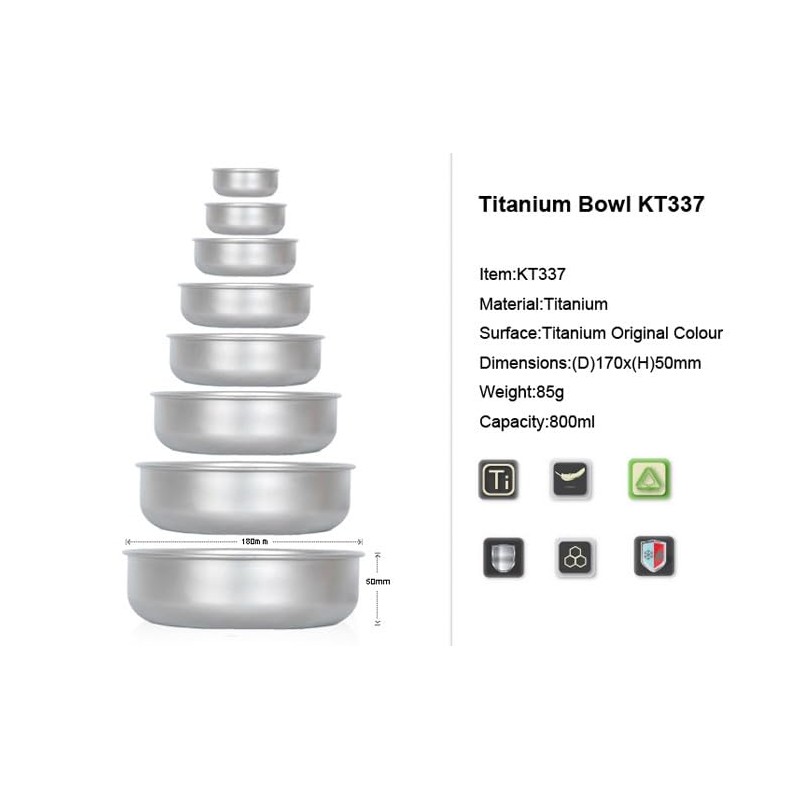 Keith Titanium Camping Bowls 300ml - 900ml for Camping Outdoor