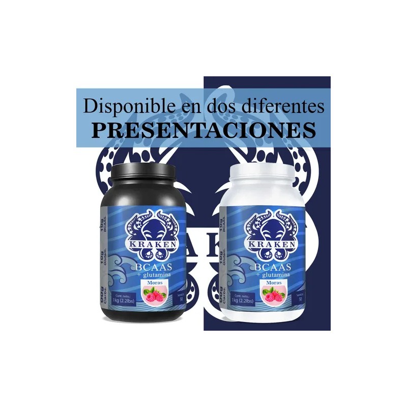 Aminoácidos Bcaas Glutamina Kraken 1kg 100 Servicios