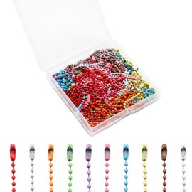YUYUDEHM 100 PCS Ball Chain Metal Beaded Keychain with Connector for Craft DIY Jewelry Making(10 Colors)
