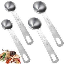 4 PCS Measuring Spoons Stainless Steel Tablespoon Small Metal Teaspoons Stainless Steel measuring Teaspoon Metal Teaspoon & Tablespoon Measuring Spoons for Measuring for Coffee, Tea, Sugar and Milk