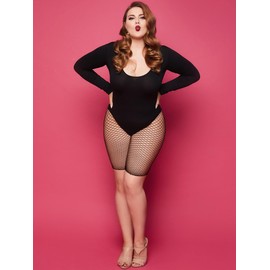 Bencailor 3 Pairs Fishnet Shorts Fishnet Biker Short for Women Elastic High Waisted See Through Mesh Leggings for Women (Black, XL-XXL)