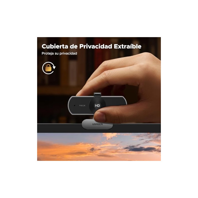 UGREEN 2K Webcam, Cámara Web HD para PC con Micrófono,