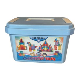 Kids Tiles 101-Piece Kids Magnetic Building Tiles Toy Set w/ Carrying Case-Multicolo