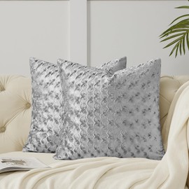 GIGIZAZA Grey 18x18 Pillow Covers Set of 2, Velvet Gray Polka Dot Sofa Accent Throw Pillows Covers for Living Room Modern Cushion Pillows Covers