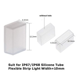 MSDUSA 50 Pack End Cap Cover with Sealant for 10mm Wide Waterproof Silicone LED Strip Light