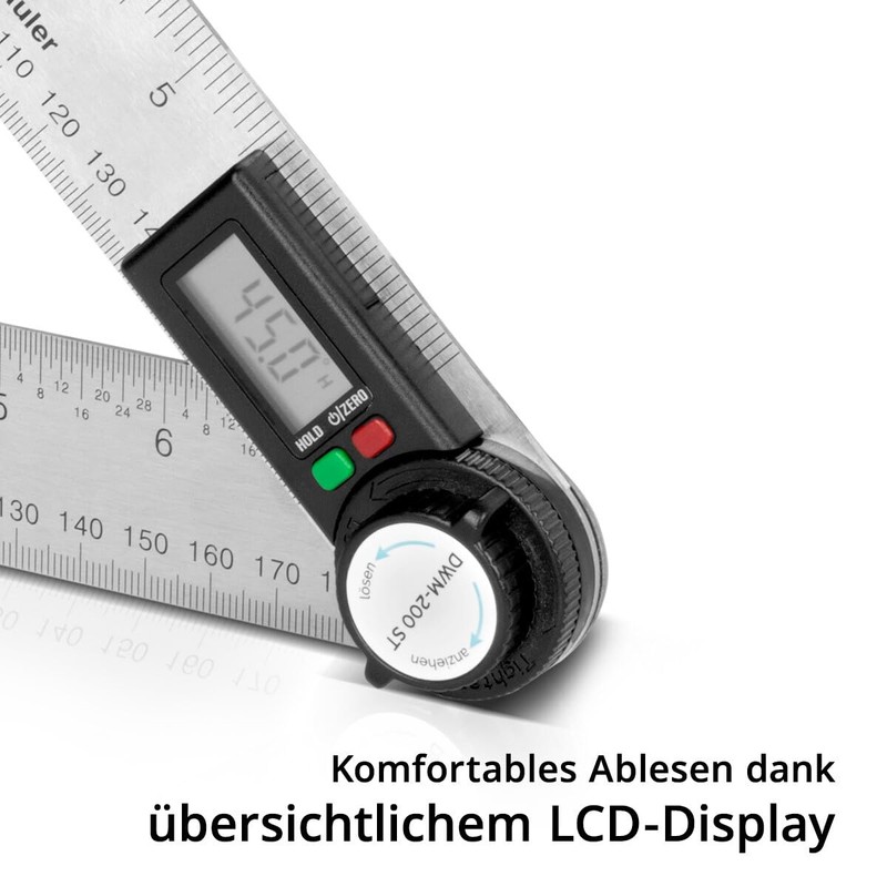 STAHLWERK Digital Protractor DWM-200 ST with 180 mm Measuring Range