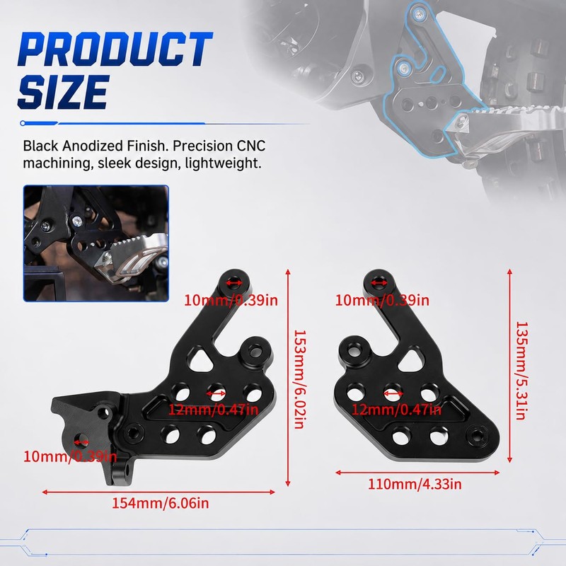 6-Position Adjustable Footrest Brackets for Talaria & SuRon Dirt Bikes