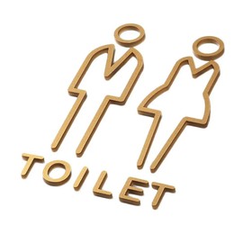 SANJAOYEE Toilet Sign Plate Men Women Pictogram Guide Sign Plate Matte Golden Sign WC Sign Hotel Shop Washroom Sticker