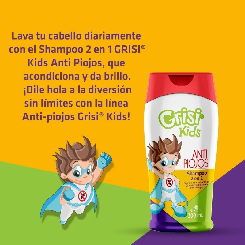 Shampoo 2 En 1 Grisi Kids Antipiojos 300 Ml.